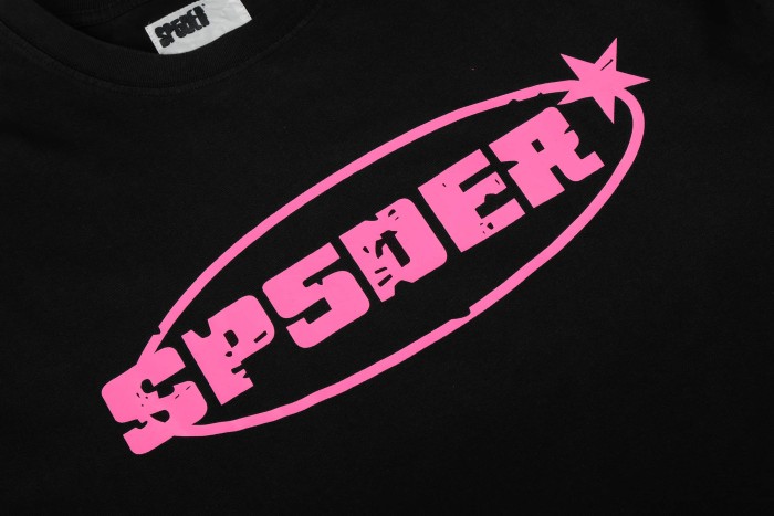 Hot Pink Letter Inside Oval Outline Five Point Star Accent Front Single Chest Print T-Shirt 29304180