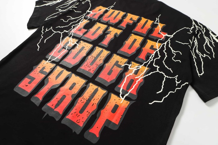 Bear Holding Syrup Cup Flame Outline Arch Letter Front Orange Red Gradient 3D Block Letter Slogan Print Tee 29303918