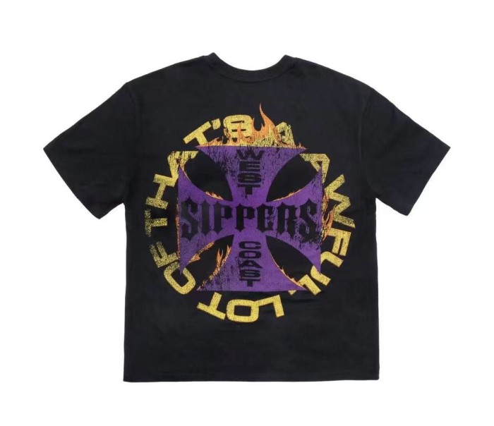 West Coast Sippers Flame Motorcycle Cross Double Sided Print Tee 2 29303788