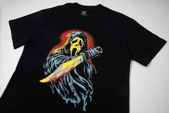 Scream Ghostface Hooded Killer Knife Figure Red Glow Background Double Sided Print Tee 29303863
