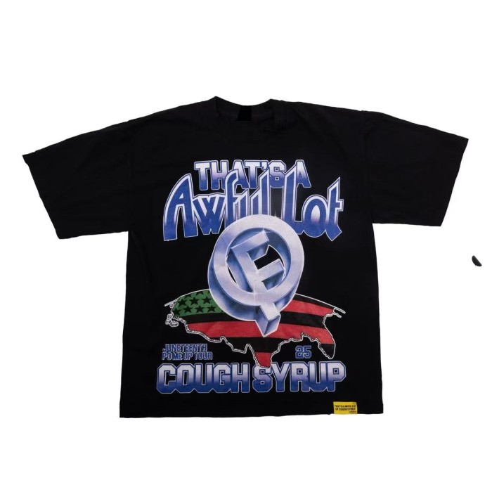 Hip Hop Streetwear Gothic Stacked Letter Slogan USA Continent Map Emblem Badge Double Side Tee 29303789