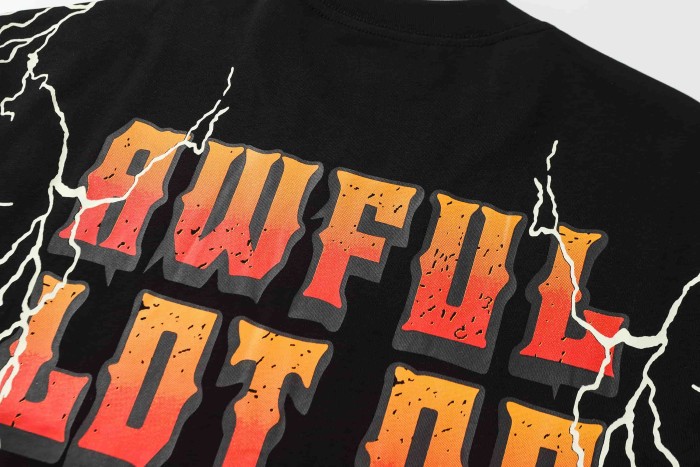 Bear Holding Syrup Cup Flame Outline Arch Letter Front Orange Red Gradient 3D Block Letter Slogan Print Tee 29303918