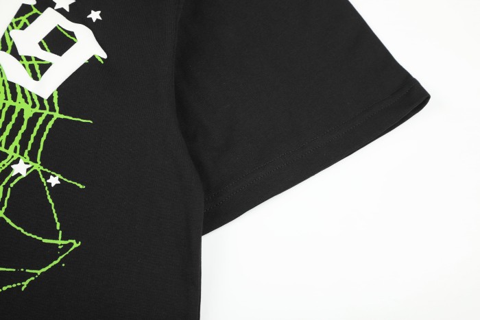 Neon Green Spider Web 555 999 Number Graphic T-Shirt 29304218