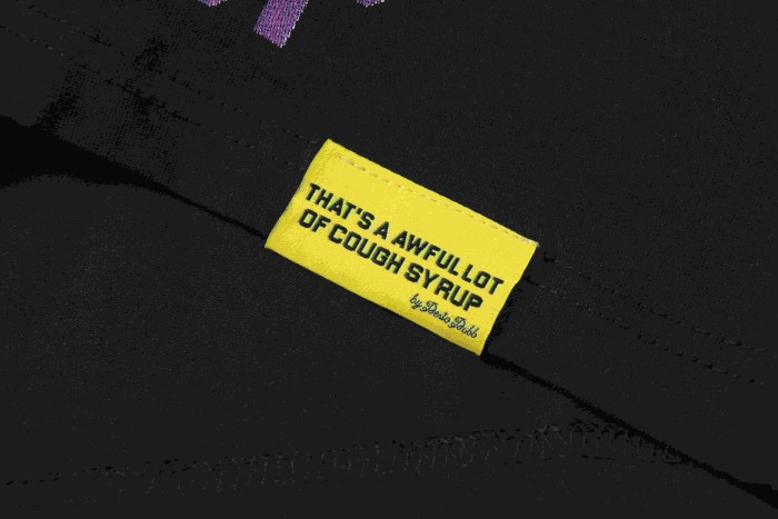Neon Gradient Skull Syrup Cup Yellow Block Letter Flame Border Slogan Double Sided Print Tee 2 colors 29303958