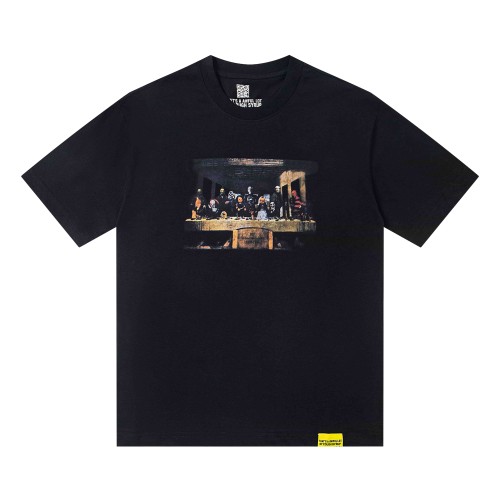 The Last Supper Hip Hop Rapper Group Remake Painting Front Large Bold Yellow Block Letter Slogan Print Tee 29303902
