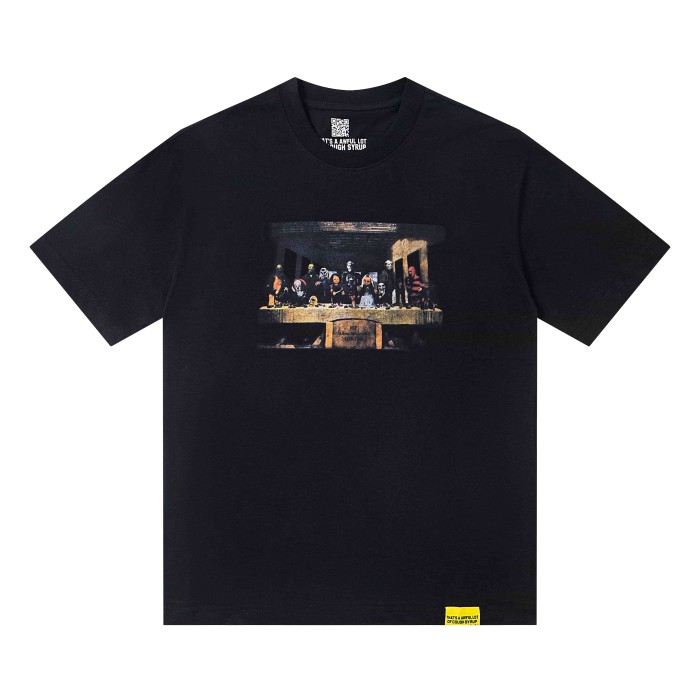 The Last Supper Hip Hop Rapper Group Remake Painting Front Large Bold Yellow Block Letter Slogan Print Tee 29303902