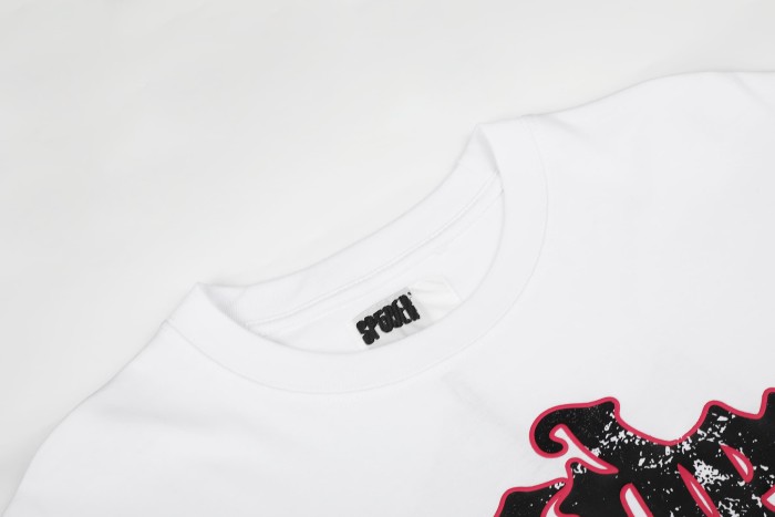 Gothic Script Letter With Hot Pink Red Outline White Speckle Splatter Print T-Shirt 29304214