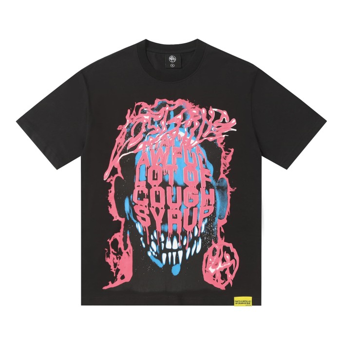 Horror Teeth Portrait Print Back Irregular Flame Circle Demon Logo Double Sided Print Tee 2 colors 29304000