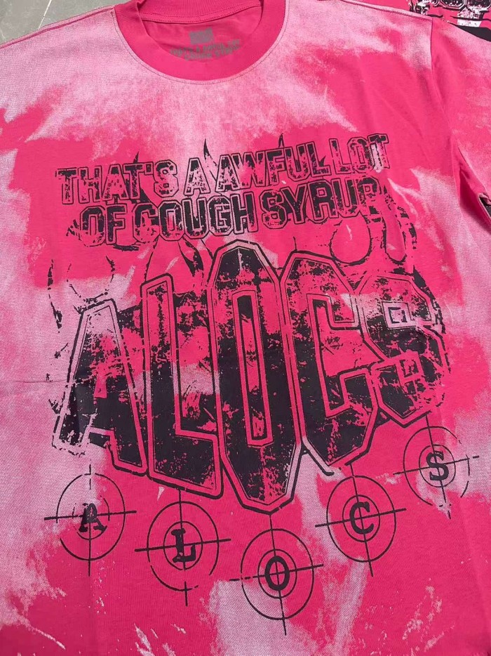Gothic Stacked ALDCS Letter Crosshair Target Circle Detail Large Worn Number 18 Graphic Print Tee 2 colors 29303872