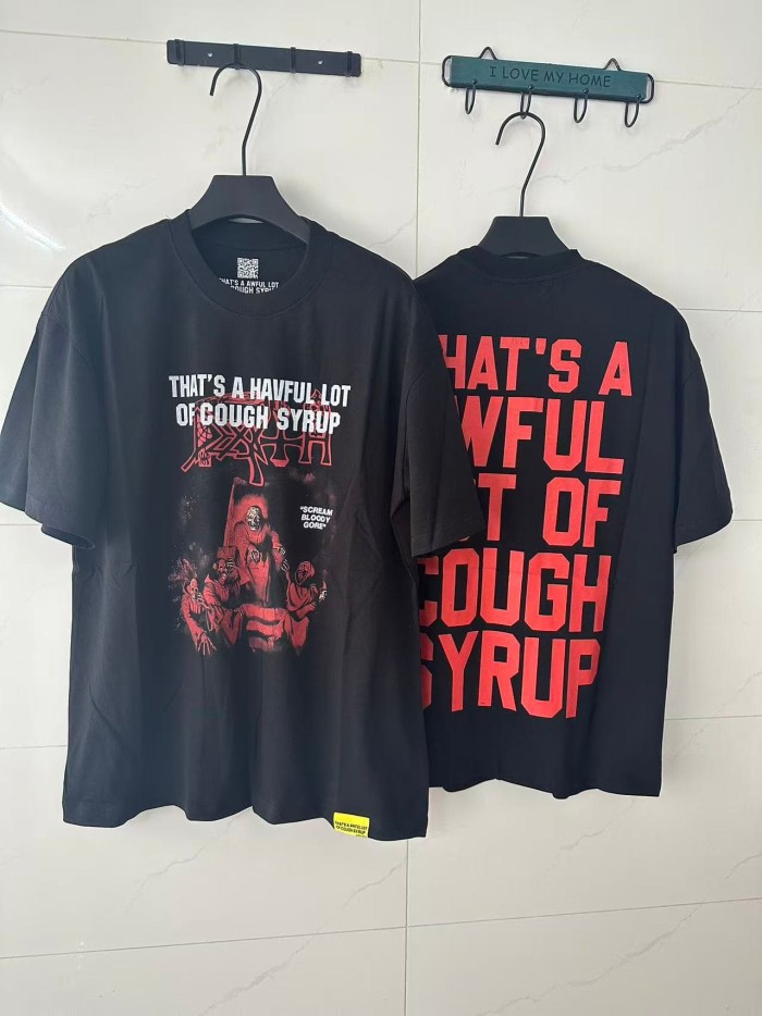 Red Hue Grim Reaper Group Portrait Gothic Death Letter Front Large Orange Bold Block Slogan Print Tee 29303887