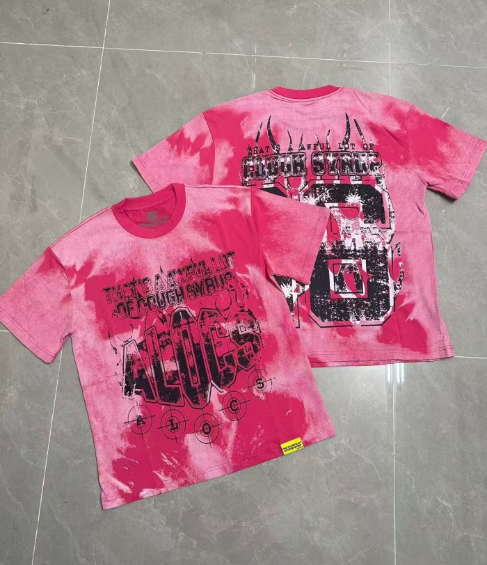 Gothic Stacked ALDCS Letter Crosshair Target Circle Detail Large Worn Number 18 Graphic Print Tee 2 colors 29303872