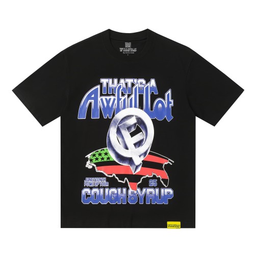 Hip Hop Streetwear Gothic Stacked Letter Slogan USA Continent Map Emblem Badge Double Side Tee 29303789