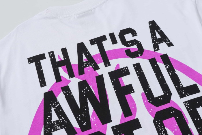 Pink Graffiti Typography Dual Line Front Circular Frame Grunge Text Print Tee 2 colors 29303963