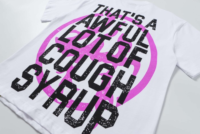 Pink Graffiti Typography Dual Line Front Circular Frame Grunge Text Print Tee 2 colors 29303963
