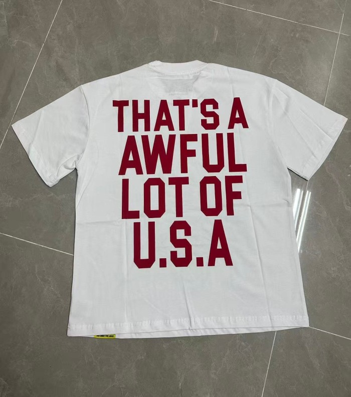 Bald Eagle American Flag Feather Banner Hip Hop Portrait Front Large Bold Red Block Letter Tee 29303913