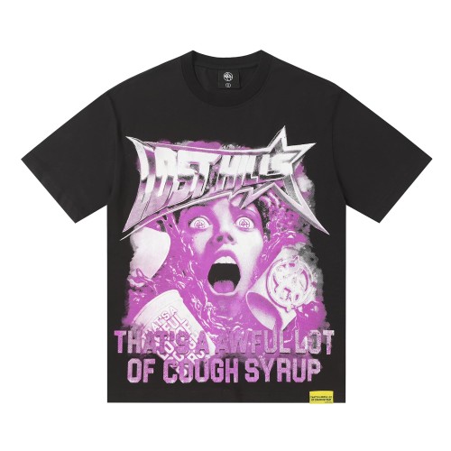 Screaming Horror Portrait Distressed Bottom Text Front Pink Circular Ring Demon Silhouette Graphic Print Tee 2 colors 29303988