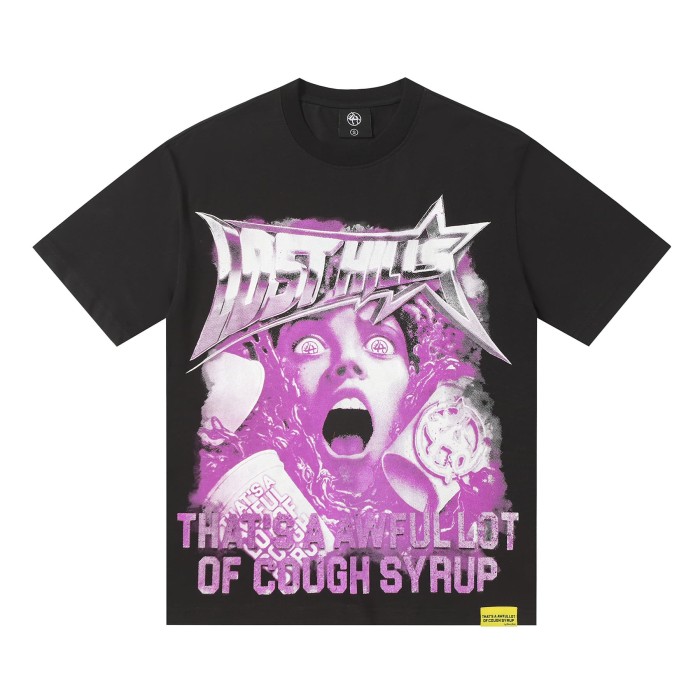 Screaming Horror Portrait Distressed Bottom Text Front Pink Circular Ring Demon Silhouette Graphic Print Tee 2 colors 29303988