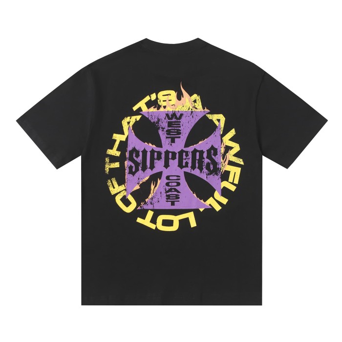 West Coast Sippers Flame Motorcycle Cross Double Sided Print Tee 2 29303788