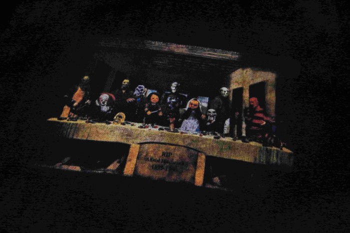 The Last Supper Hip Hop Rapper Group Remake Painting Front Large Bold Yellow Block Letter Slogan Print Tee 29303902