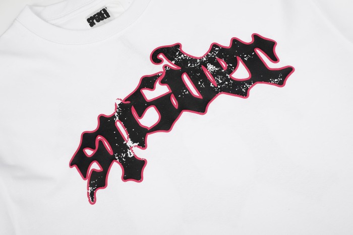 Gothic Script Letter With Hot Pink Red Outline White Speckle Splatter Print T-Shirt 29304214