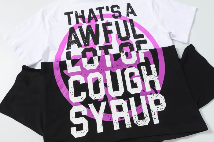 Pink Graffiti Typography Dual Line Front Circular Frame Grunge Text Print Tee 2 colors 29303963