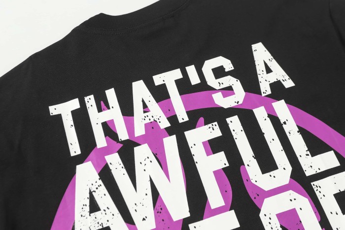 Pink Graffiti Typography Dual Line Front Circular Frame Grunge Text Print Tee 2 colors 29303963