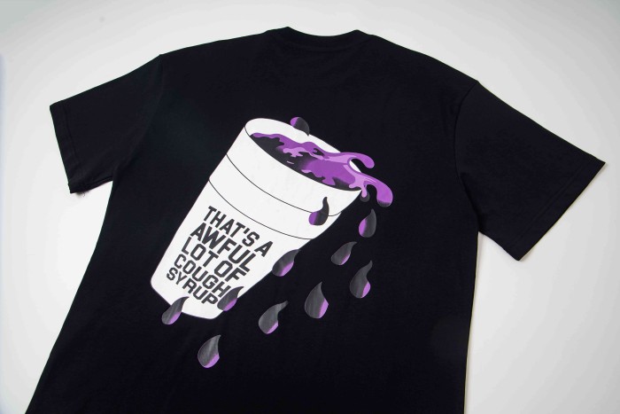 PO' UP US City Name List Green Box Text Gradient Flame Front Purple Syrup Dripping Disposable Cup Print Tee 2 colors 29303911