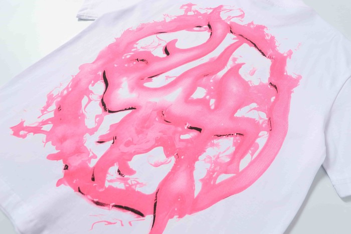 Horror Teeth Portrait Print Back Irregular Flame Circle Demon Logo Double Sided Print Tee 2 colors 29304000