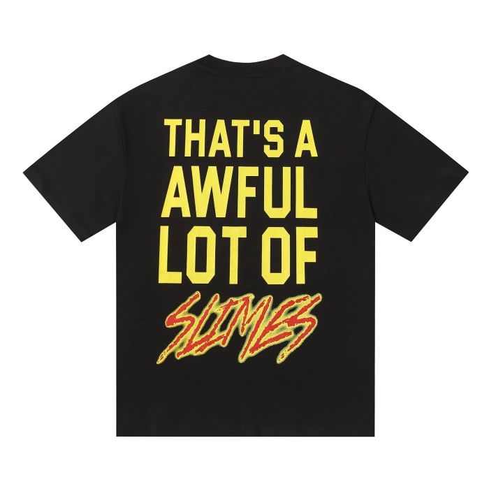 Halo Snake Graffiti Front Two Layer Typography Bright Yellow Bold Block Letter Slimes Script Print Tee 29303916