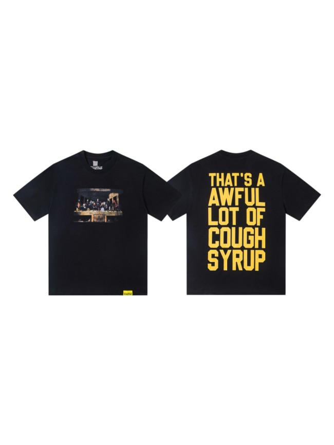 The Last Supper Hip Hop Rapper Group Remake Painting Front Large Bold Yellow Block Letter Slogan Print Tee 29303902