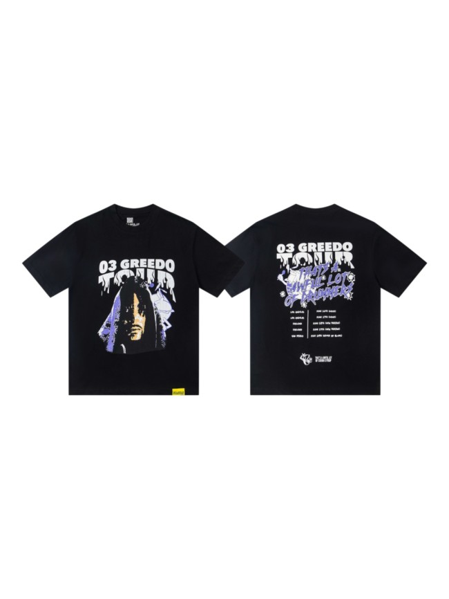 03 Greedo Tour Drip Font Purple Tint Portrait Front Concert City Venue Schedule Text Print Tee 29303881