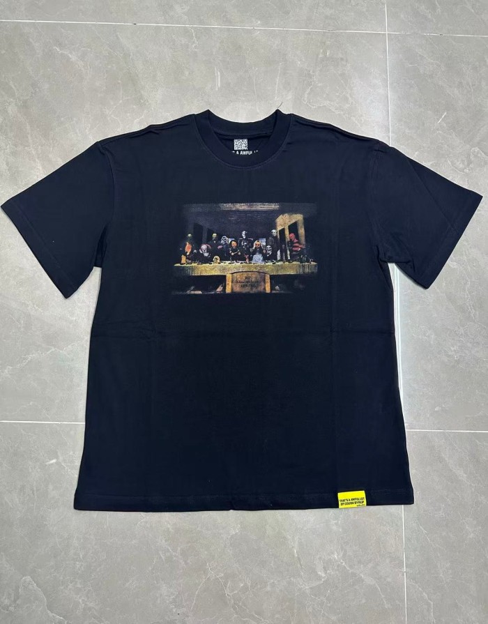 The Last Supper Hip Hop Rapper Group Remake Painting Front Large Bold Yellow Block Letter Slogan Print Tee 29303902
