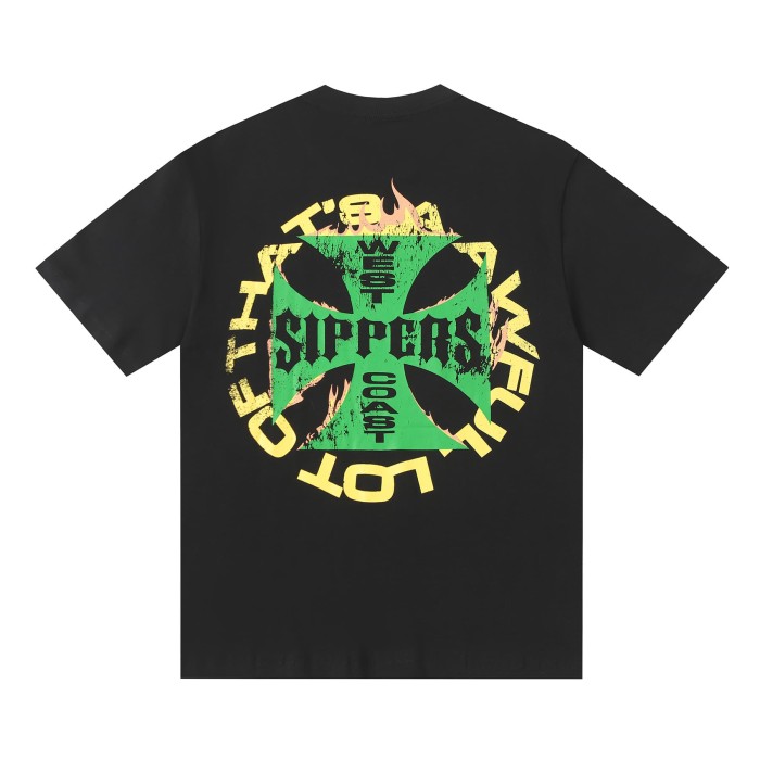 West Coast Sippers Flame Motorcycle Cross Double Sided Print Tee 2 29303788
