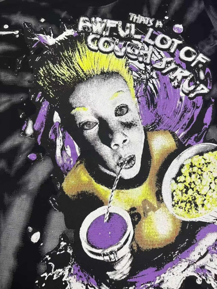 Trippy Purple Liquid Splash Vortex Graphic Two Sided Print Black Spiral Tie Dye Unisex Tee 29303783