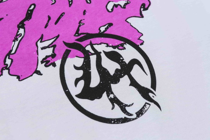 Pink Graffiti Typography Dual Line Front Circular Frame Grunge Text Print Tee 2 colors 29303963