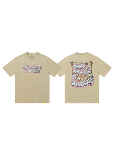 Bubble 3D Outline Letter High Rollers Poker Chip Utility Pole Cartoon Graphic Double Side Tee 29303799