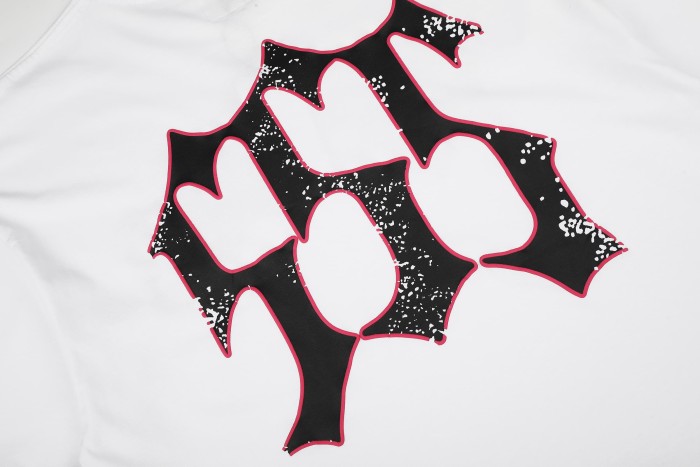 Gothic Script Letter With Hot Pink Red Outline White Speckle Splatter Print T-Shirt 29304214