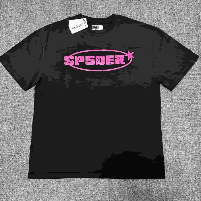 Hot Pink Letter Inside Oval Outline Five Point Star Accent Front Single Chest Print T-Shirt 29304180