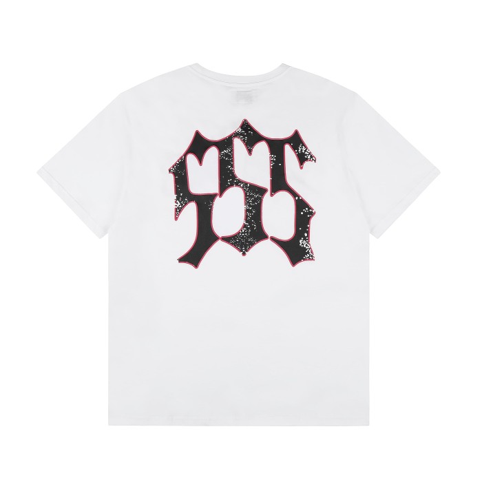Gothic Script Letter With Hot Pink Red Outline White Speckle Splatter Print T-Shirt 29304214