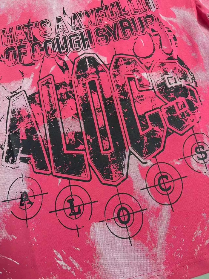 Gothic Stacked ALDCS Letter Crosshair Target Circle Detail Large Worn Number 18 Graphic Print Tee 2 colors 29303872