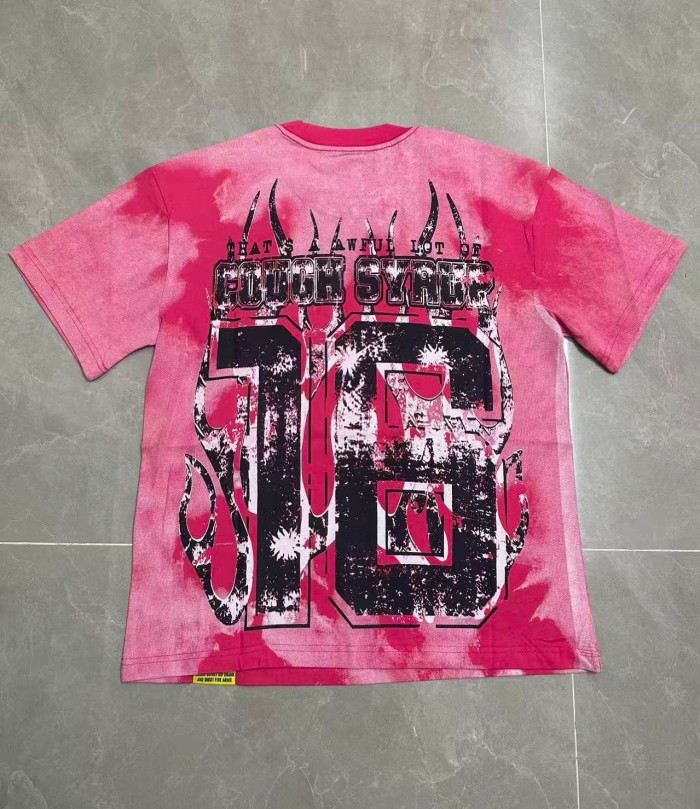 Gothic Stacked ALDCS Letter Crosshair Target Circle Detail Large Worn Number 18 Graphic Print Tee 2 colors 29303872