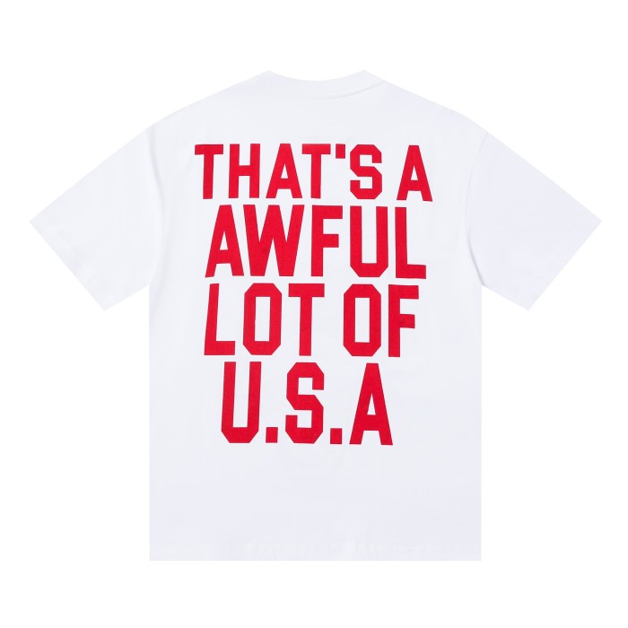 Bald Eagle American Flag Feather Banner Hip Hop Portrait Front Large Bold Red Block Letter Tee 29303913