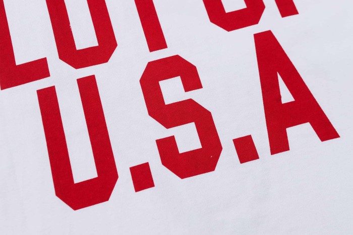 Bald Eagle American Flag Feather Banner Hip Hop Portrait Front Large Bold Red Block Letter Tee 29303913