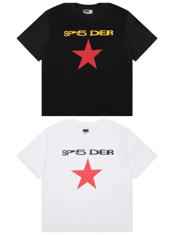 Text On Top Large Solid Red Five Point Star Below Single Chest Print T-Shirt 2 colors 29304192