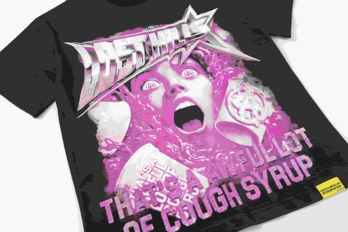 Screaming Horror Portrait Distressed Bottom Text Front Pink Circular Ring Demon Silhouette Graphic Print Tee 2 colors 29303988