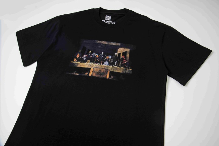 The Last Supper Hip Hop Rapper Group Remake Painting Front Large Bold Yellow Block Letter Slogan Print Tee 29303902