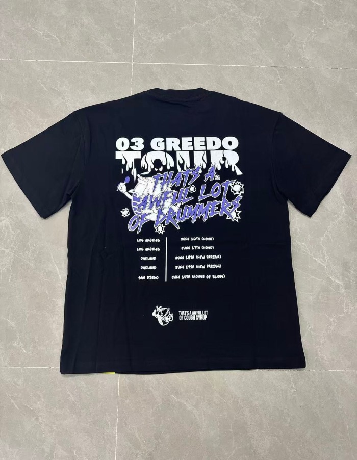 03 Greedo Tour Drip Font Purple Tint Portrait Front Concert City Venue Schedule Text Print Tee 29303881