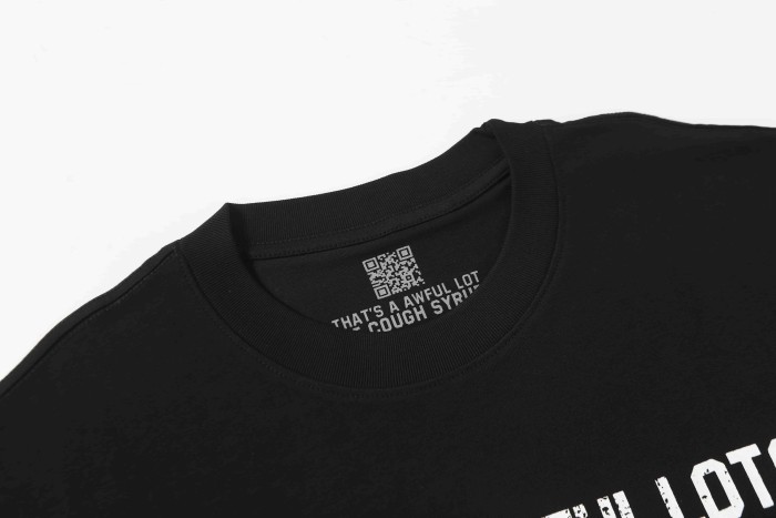Vertical Stacked Pharmacy Words Front Large Faded Gold Block Letter Slogan Print Tee 29303867