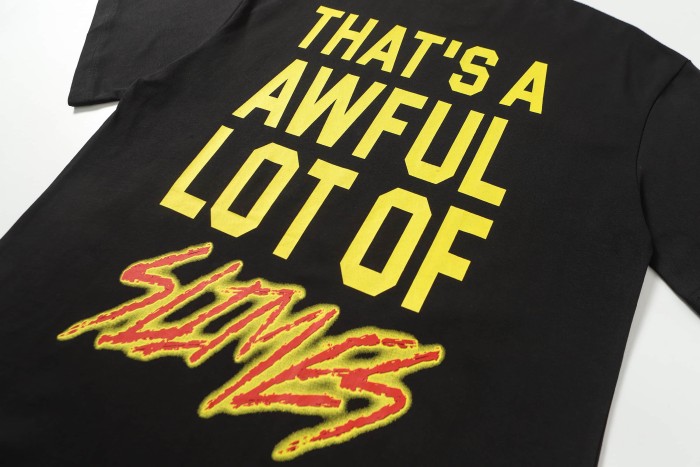 Halo Snake Graffiti Front Two Layer Typography Bright Yellow Bold Block Letter Slimes Script Print Tee 29303916