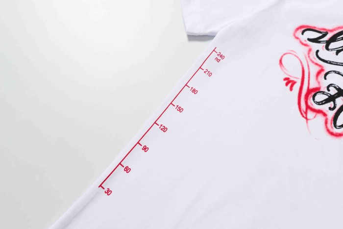 Tattoo Cursive Script Letter Airbrush Spray Paint Red Gradient Fading Motif Tee 29303810